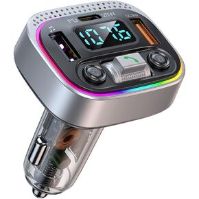 USB C Bluetooth Car Adapter, Type-C PD &QC3.0 USB Car Charger, AUX Wireless FM Radio Transmitter for Car, Hands-Free Calling, Audio Receiver, U Disk &7 Colors