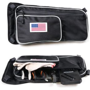 X3 Door Bags Compatible with 2017-2024 Can Am Maverick X3 Front Upper Side Door Storage Bag with Cup Holder Removable Knee Pads Interior Accessories, 1 Pair Black with US Flag