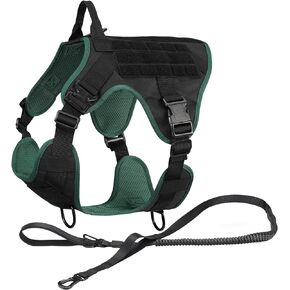 Navaris Tactical Dog Harness and Vest Set - Strong & Adjustable Fit with Metal D Ring, Front Buckles, and Handle - for Military Service Training or Assistance Dogs - Small