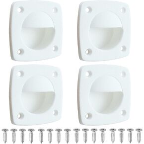 LEQMG White Nylon Flush Pull Recessed Sliding Door Handle Square Hatch Pull Handle,Yacht, Motorboat and Boat Cabin Accessories(4 Pcs)