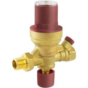 WiseWater Brass Automatic Boiler Fill Valve, Adjustable Pressure,Pressure Gauge Available,Inlet 3/4" Outlet 1/2",Brass adapter with 1 "M to 3/4 "F for Water System