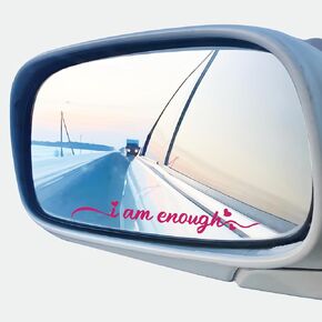 ملصق مرآة الرؤية الخلفية Worximmii 3X "I AM Enough"، ملصق مرآة الرؤية الخلفية، هدية للنساء، ملصق اقتباس إيجابي ملهم، نافذة، ملصق ديكور للباب، ذاتي اللصق (أنا كافي)