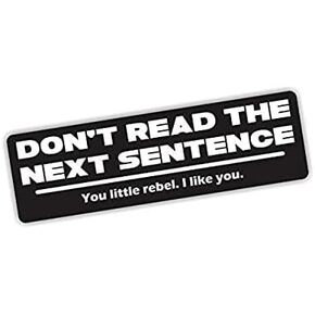 Don't Read The Next Sentence Sticker, Funny Car Sticker, Car Bumper Decal - 6 inches