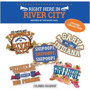 Coloring Broadway - Music Man Inspired Stickers (Set of 5) “Right Here in River City" Collection, Broadway Musical Merchandise, Die-Cut & Bubble Free Vinyl, Ideal Gift for Theatre Lovers