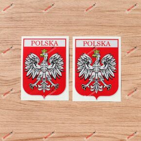 Polska Polish Coat of Arms Eagle Poland Shield Vinyl Decal Sticker Red - 2 Pack Reflective, 4 Inches - for Car Boat Laptop Cup 02141