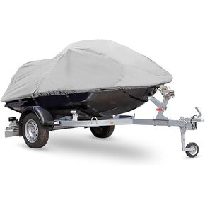 Pyle Heavy Duty Jetski Boat Cover - 102" to 107" Length - Marine Grade Universal Trailer Storage Cover for Personal Watercraft with Waterproof, Resistant Fabric and Elastic Cord - PCVJS11