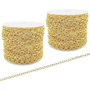 60 Feet Metal Iron Necklace Chains 3mm Bulk Curb Link Chain for Jewelry Making DIY Craft Supplies (Black)