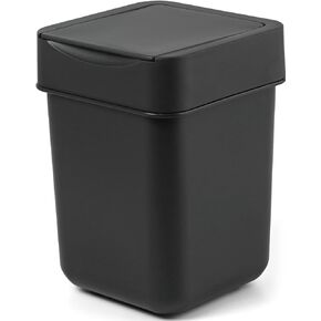 carrotez Mini Trash Can, Coffee Bar, Vanity, Desk, Countertop, 2 Liter/ 0.5 Gallon, Mini Wastebasket, Garbage Container Bin - Black