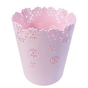 Nazr Wastebasket, Hollow Flower Shape Plastic Lidless Wastepaper Baskets Trash Can (M-Pink)