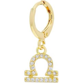18K Gold Plated Pavé Zodiac Astrology Sign Hoop Earrings