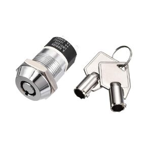 uxcell 19mm 2 Positions Key Locking Push Button Switch with 2 Keys 2NO 2NC S1902 1pcs