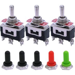 mxuteuk 3pcs تبديل التبديل تشغيل / إيقاف الثقيلة الروك التبديل SPST 16A 250V 20A 125V 2 محطة 2 موقف + 5PCS للماء تبديل المعادن تبديل غطاء غطاء التمهيد Ten-1021-5MZ-B101 in Kuwait