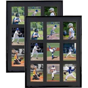 Trading Card Display Frame for 9 Standard Cards, 2 Pack, UV Protection, Black Acid-Free Mat, Sports Card Collector Wall Display, Holder for Baseball Basketball Football Hockey Pokemon Standard Cards