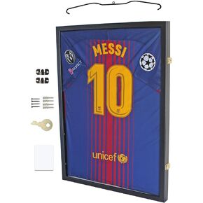Jersey Display Frame Case Large Frames Shadow Box Lockable with UV Protection for Baseball Basketball Football Soccer Hockey Sport Shirt Black Finish