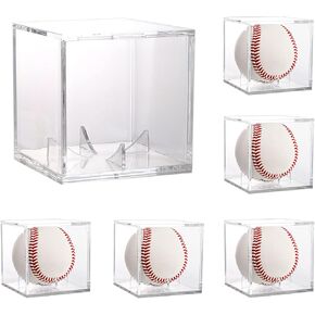 Tebery 6 Pack Acrylic Cube Baseball Holder, UV Protected Baseball Display Case Box, Clear Square Memorabilia Display Storage Sports Autograph Display Case Fits Official Size Ball