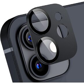 Korecase [ 2 Pack Camera Lens Protector for iPhone 12, Aluminum Metal Lens Film, 9H Hardness Tempered Glass Camera Screen Cover,Bubble Free,Strong Stickiness Case Friendly - Black