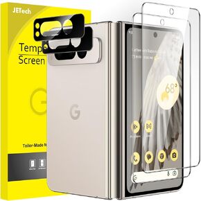 JETech Front Screen Protector and Camera Lens Protector for Google Pixel Fold 2023, 9H Tempered Glass Film, Anti-Fingerprint & Case-Friendly, HD Clear, 2-Pack Each