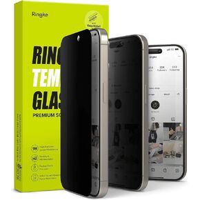 Ringke Privacy Glass [Feel Better in Public] Compatible with iPhone 15 Pro Max Screen Protector, Easy to Install Case Friendly Tempered Glass Anti-spy Privacy Screen Protector with Installation Tool