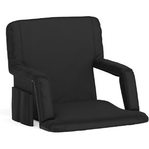 Flash Furniture Malta Portable Stadium Seat for Bleachers or Benches, Padded Stadium Chair with Backpack Straps and Storage, 265 lb. Weight Capacity, Black