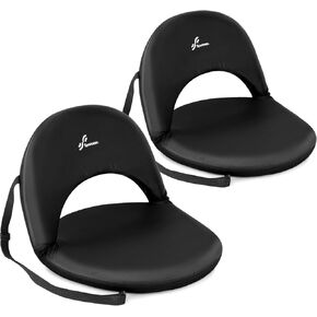 Sportneer Stadium Seats for Bleachers 2 Pack, Extra Wide Stadium Seats with Back Support Round Bleacher Seats with Thick Padded Cushion 6 Reclining Positions for Sport Events Camping