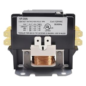 Tnisesm Heavy Duty 1 Poles 30 Amp 24V AC Compressor Contactor Air Conditioner Condenser AC Definite Purpose Contactor 1P-30A-24V