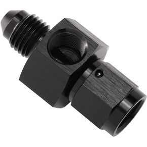 4AN Male to 4AN Female Fuel Pressure Gauge Take Off Fitting Adapter with 1/8 NPT Side Port Aluminum Black