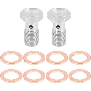 X AUTOHAUX 2 Set M10x1.0 Metric Thread Single Banjo Bolt Brake Fitting Adapter with Washers for Motorcycle Car
