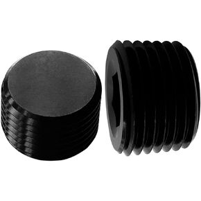 1/4" NPT Allen Head Pipe Plugs Aluminum Tube Nut Fuel Line Hose Fitting Adapters Male Thread Hex Black Anodized Pack of 2