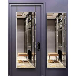 Full Length Mirror, Door Mirror, Over The Door Mirror Full Length, 14"x 48" Door Hanging, Rectangle, Wall Mirror, Full Body Mirror, Black