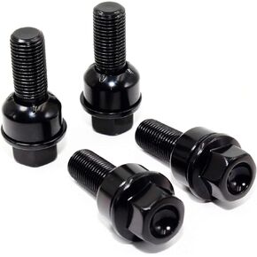 Set of 20 Veritek 14x1.5mm Black 29mm Thread R14 Ball Seat Washer Lug Bolts for Porsche Factory Wheels