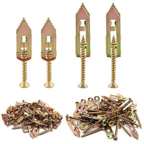 Jiozermi 200 Pcs (100 Sets) Drywall Self-Drilling Anchors with Screws, Drywall Anchors Kit, No Drill Or Holes in Wall, Wall Anchor for Hanging TV Shelf Straps Cabinet (0.47 x 1.18, 0.47 x 1.57 Inch)