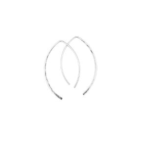 2 Inch Thin Sterling Silver Hammered Threader Earrings Open Hoop 20 Gauge (.8mm)