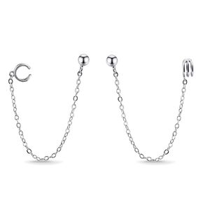 Silver Ear Cuff Earrings Cartilage Chain Stud Earrings for Women Handmade Statement Earrings for Teen Girls