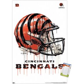 Trends International NFL Cincinnati Bengals - ملصق حائط 20 خوذة بالتنقيط، 22.375 بوصة × 34 بوصة، حزمة ملصق وتركيب in Kuwait