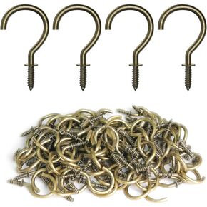 RELBRO 100 Pcs Screw Hooks, 1 Inch Metal Cup Hooks Screw in Mug Hooks Heavy Duty Screw Wood Wall Ceiling Hooks Plant Hooks Indoor Outdoor for Utensils Crafts Baskets Lights Wreaths - Black