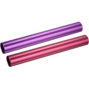 M METERXITY 2 Pack Relay Track Baton - Smooth Aluminum Alloy Hollow Tube, Apply to Team Building/Relay Races (Purple, Red)