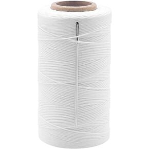 Vivifying 1mm Waxed Thread, 328 Yard Black 150D Waxed Leather Thread with Needles for Bookbinding, DIY Crafts and Sewing Leather Projects