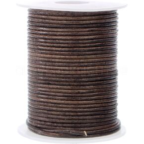 CleverDelights 1.5mm Dark Brown Leather Cord - 25 Meters (27 Yds) - Round Genuine Leather Cord