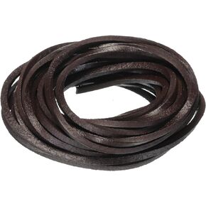 uxcell 3.3 Yards 2mm Vintage Flat Leather Cord, Leather Strips for DIY Crafts Coffee