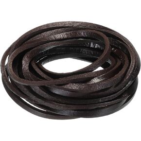 uxcell 3.3 Yards 2mm Vintage Flat Leather Cord, Leather Strips for DIY Crafts Coffee