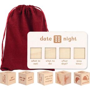 Date Night Dice Ideas: Decision Making for Couples, Romantic Wooden Deluxe Gifts for Him Her Boyfriend Girlfriend Wife Husband. Perfect for Anniversary Bridal Shower Valentine's Day Birthday Wedding