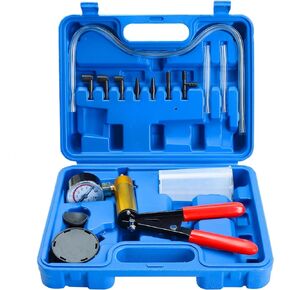 DASBET Hand Held Vacuum Pump Tester Set Vacuum Gauge and Brake Bleeder Kit for Automotive