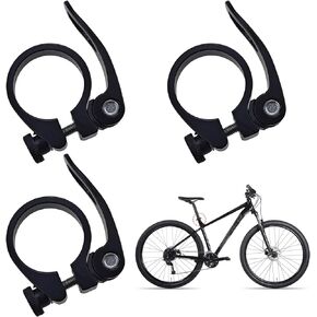 3 PACK Bike Seat Post Clamp, Aluminium Alloy Bicycle Quick Release Seatpost Collar, 34.9 Quick Release Seatpost Collar, Tune Seatpost Collar for Mountain Tube Bike