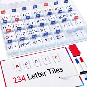Classroom Magnetic Letter Tiles for Phonics and Spelling-JoyCat 234 Foam Alphabet Tiles Magnetic Letters with Double-Side Magnet Board and Compartment Storage Case