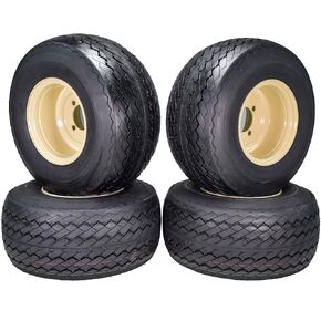 18x8.50-8 OEM Golf Cart Wheels and Golf Cart Tires Combo - Set of 4 (18x8.5-8, Beige)