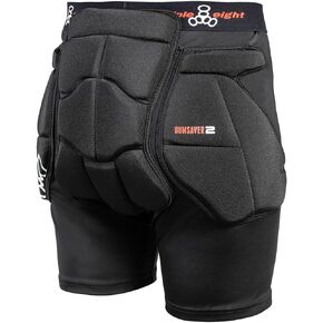 شورت Triple Eight Bumsaver 2 مبطن للتزلج والتزحلق على الجليد والتزلج، أسود، L