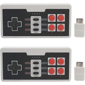 Wireless Controller NES Classic Edition - with Build in Rechargeable Batter, Wireless Range up to 10 Meters, Wireless Gamepad for Nintendo Mini Edition (2 Packs)