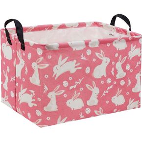 TIBAOLOVER Rectangular Kids Storage Basket Gift Basket Baby Storage Basket Cute Kids Toy Storage Bin Organizer Shelf Book Basket Room Decor(Pink Rabbit)