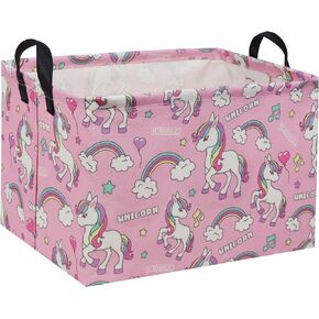 TIBAOLOVER Rectangular Kids Storage Basket Gift Basket Baby Storage Basket Cute Kids Toy Storage Bin Organizer Shelf Book Basket Room Decor(Pink Unicorn)