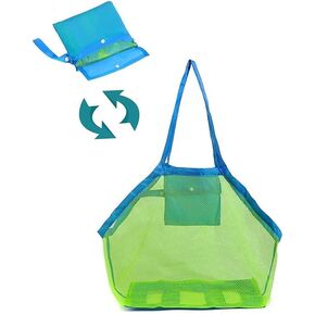 Mesh Beach Sand Toy Bags, Extra Large, Foldable Totes Shell Storage Bag Quick Dry Net Tote for Kids ,Away from Sand Pool Supplies Storage Picnic Backpack